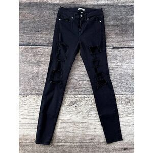 Good American Good Legs Skinny Jeans Ripped Black 26x29
